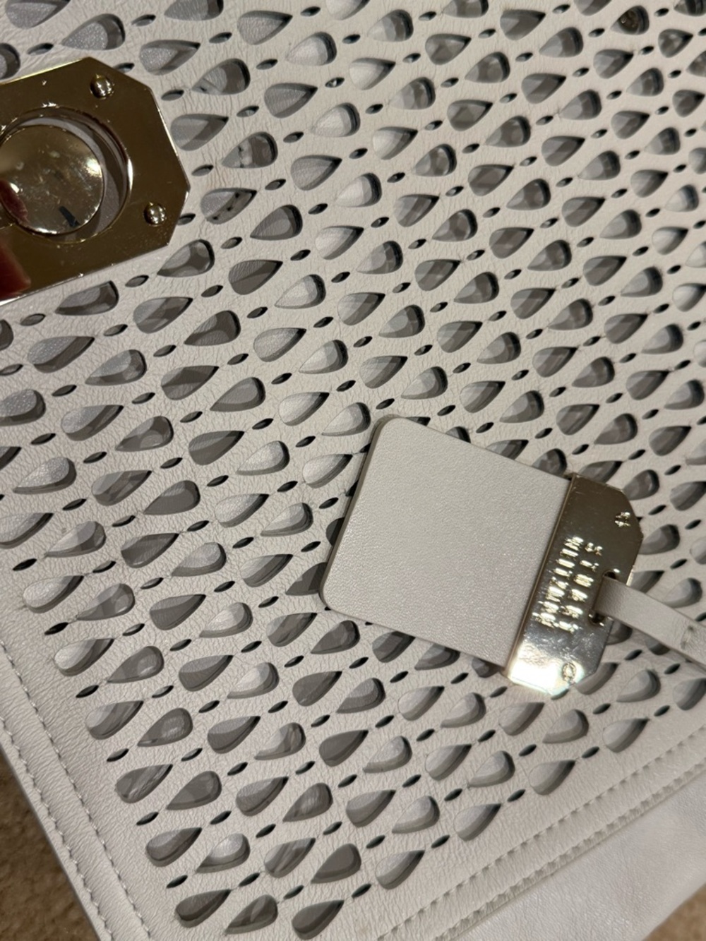 Stuart Weitzman White Woven Leather Crossbody Satchel - Picture 7 of 10